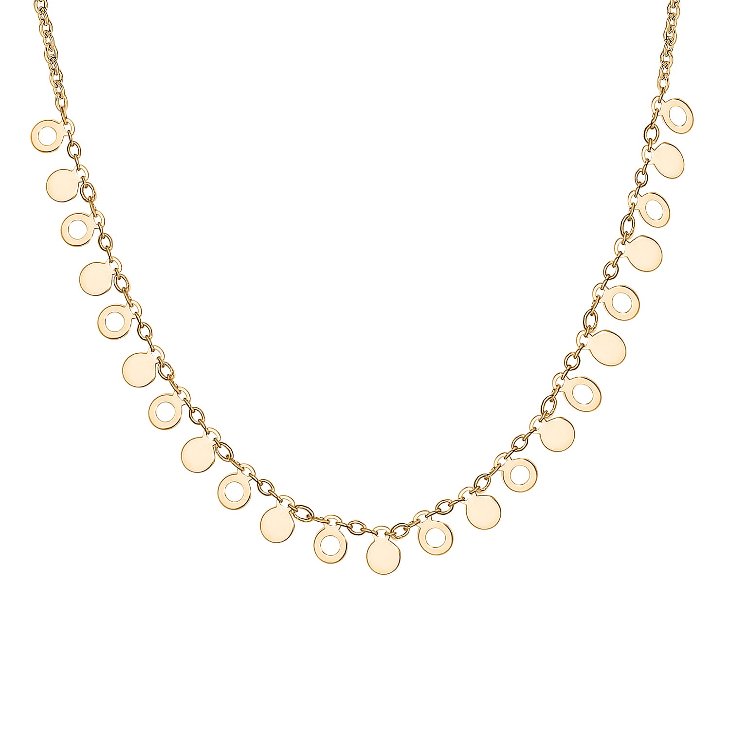 Vicenza Collection- 9K Yellow Gold Circle Necklace (Size - 20), Gold Wt. 4.01 Gms