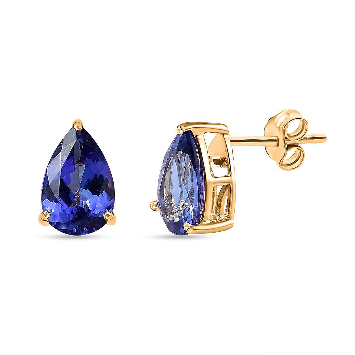 9K Yellow Gold Tanzanite Stud Earrings 2.61 Ct.