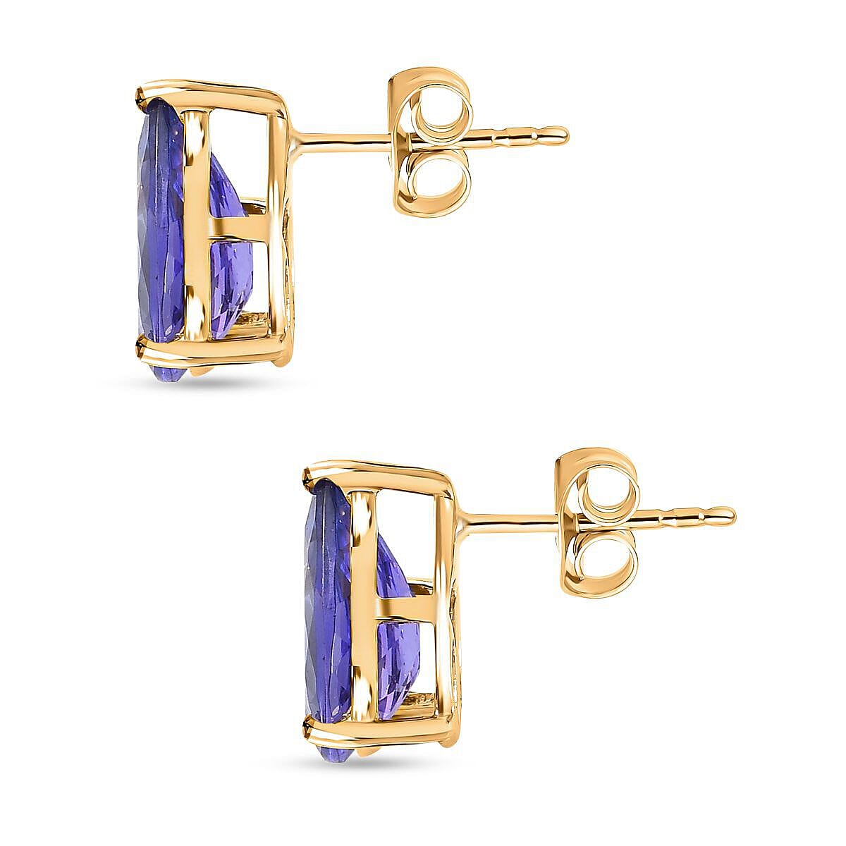 9K Yellow Gold Tanzanite Stud Earrings 2.61 Ct.