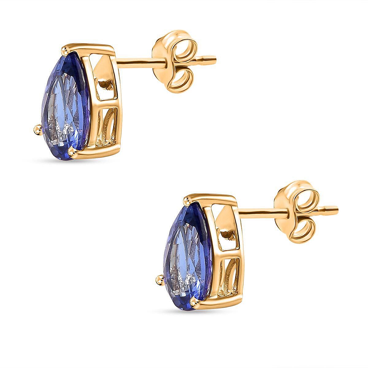 9K Yellow Gold Tanzanite Stud Earrings 2.61 Ct.