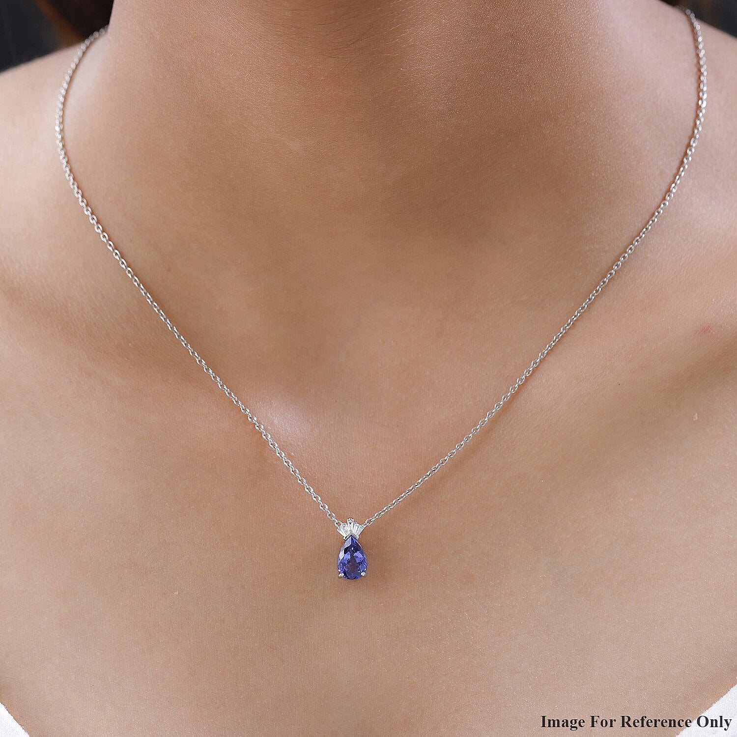 CloseOut Deal-  950 Platinum AAA Tanzanite (Pear 1.40 Cts) Diamond (SI-G-H) Pendant 1.48 Ct