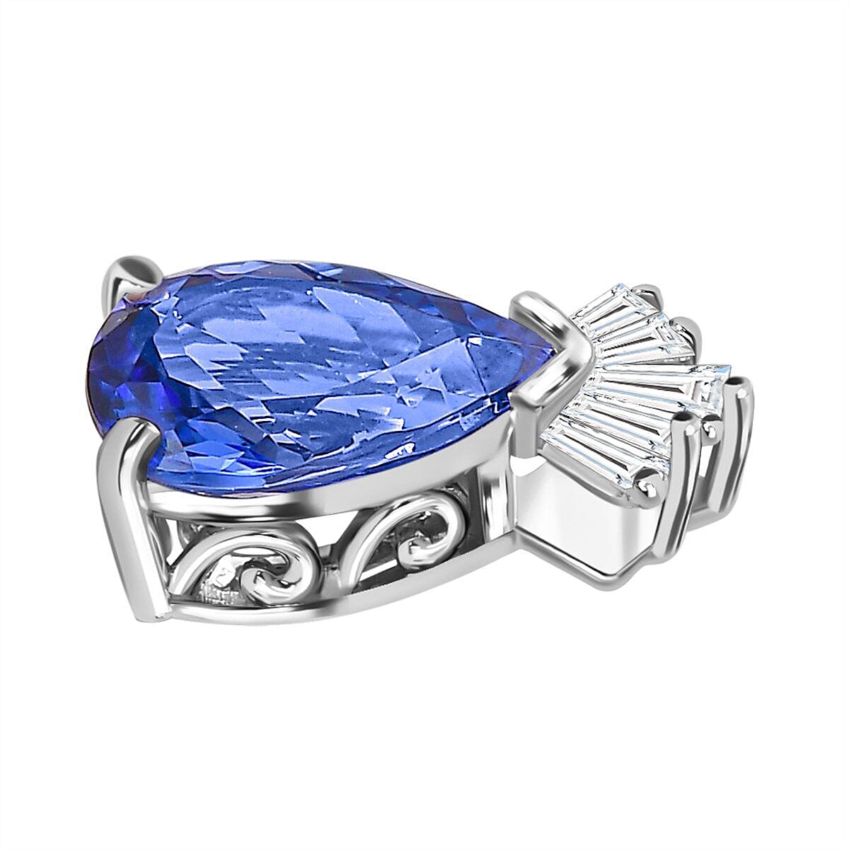 CloseOut Deal-  950 Platinum AAA Tanzanite (Pear 1.40 Cts) Diamond (SI-G-H) Pendant 1.48 Ct