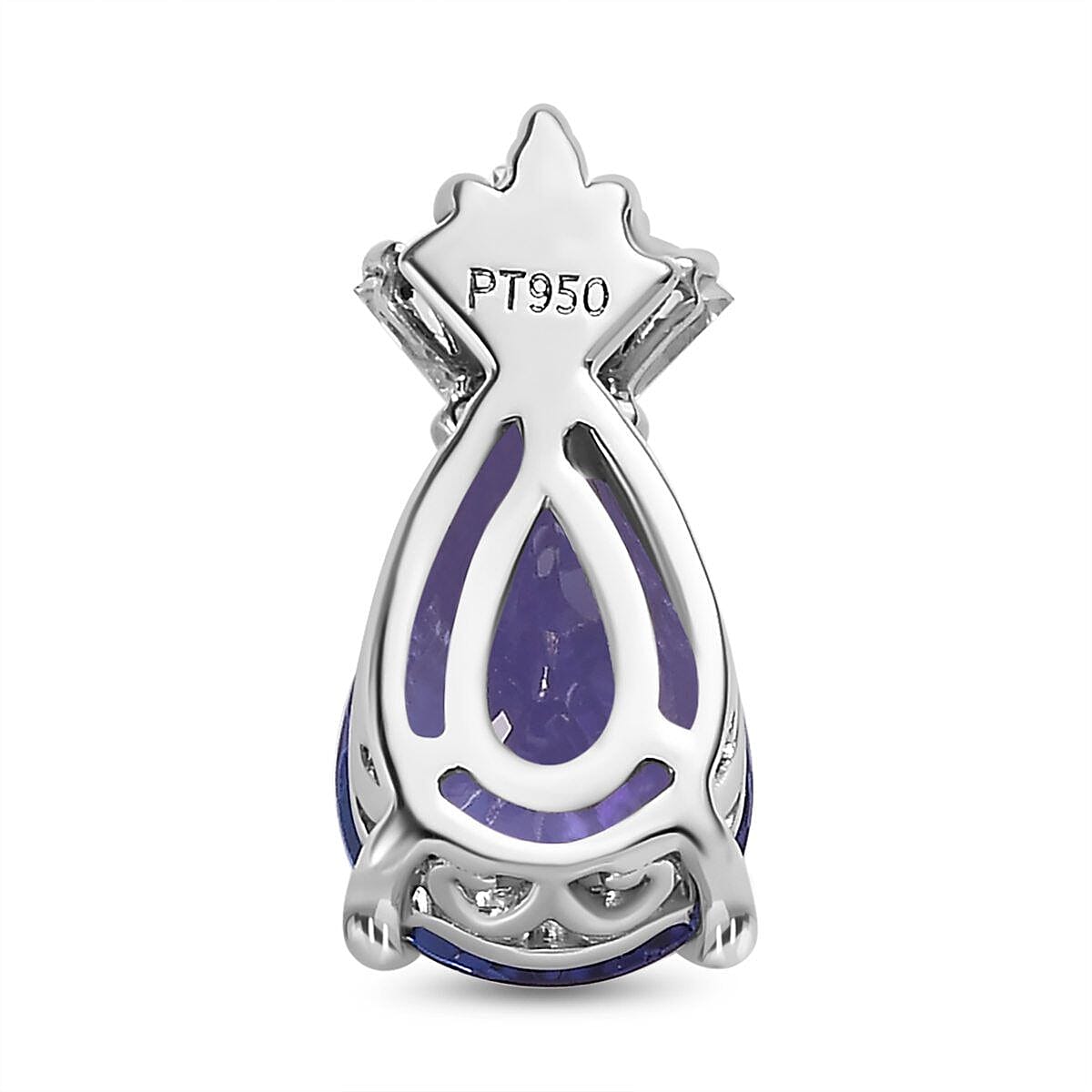 CloseOut Deal-  950 Platinum AAA Tanzanite (Pear 1.40 Cts) Diamond (SI-G-H) Pendant 1.48 Ct