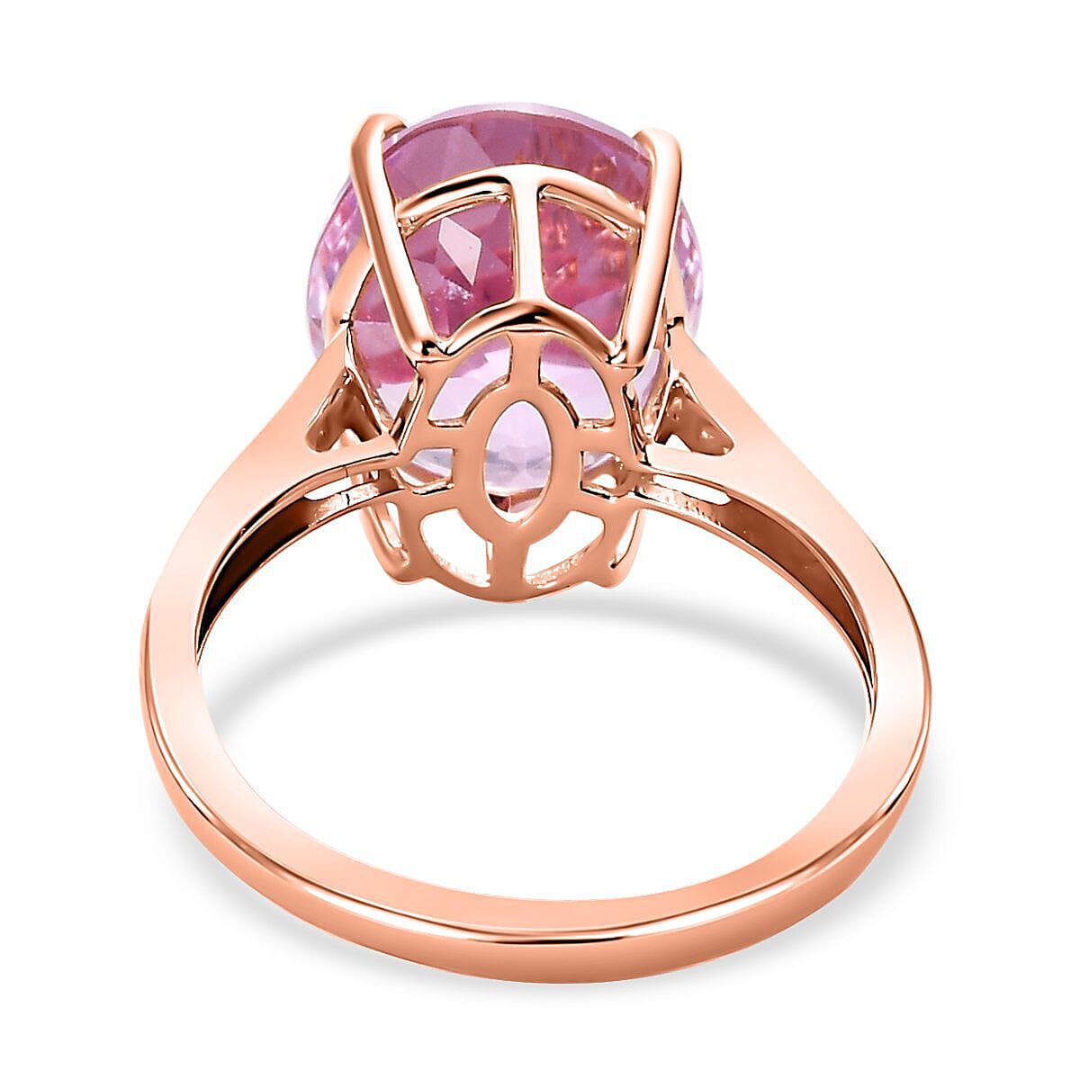 9K Rose Gold Urucum Kunzite and Diamond Ring 6.37 Ct