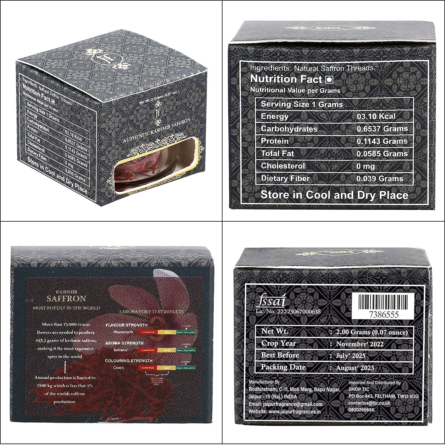 Certified 100% Pure - Natural KASHMIRI Mongra Grade Saffron - 2 GM