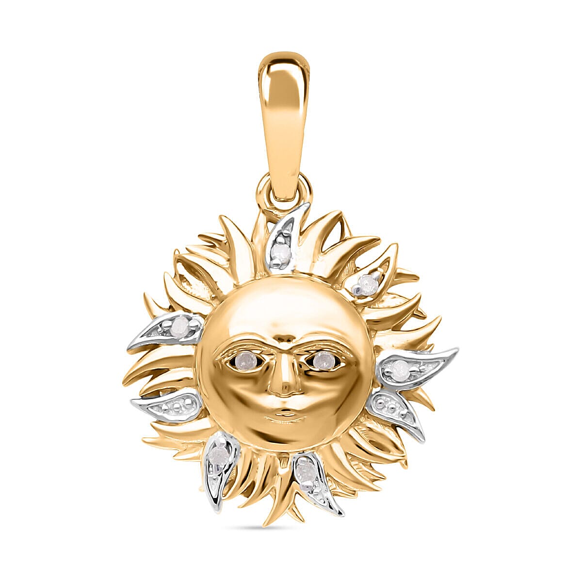 Diamond Sun Pendant in Yellow Gold Vermeil Plated Sterling Silver