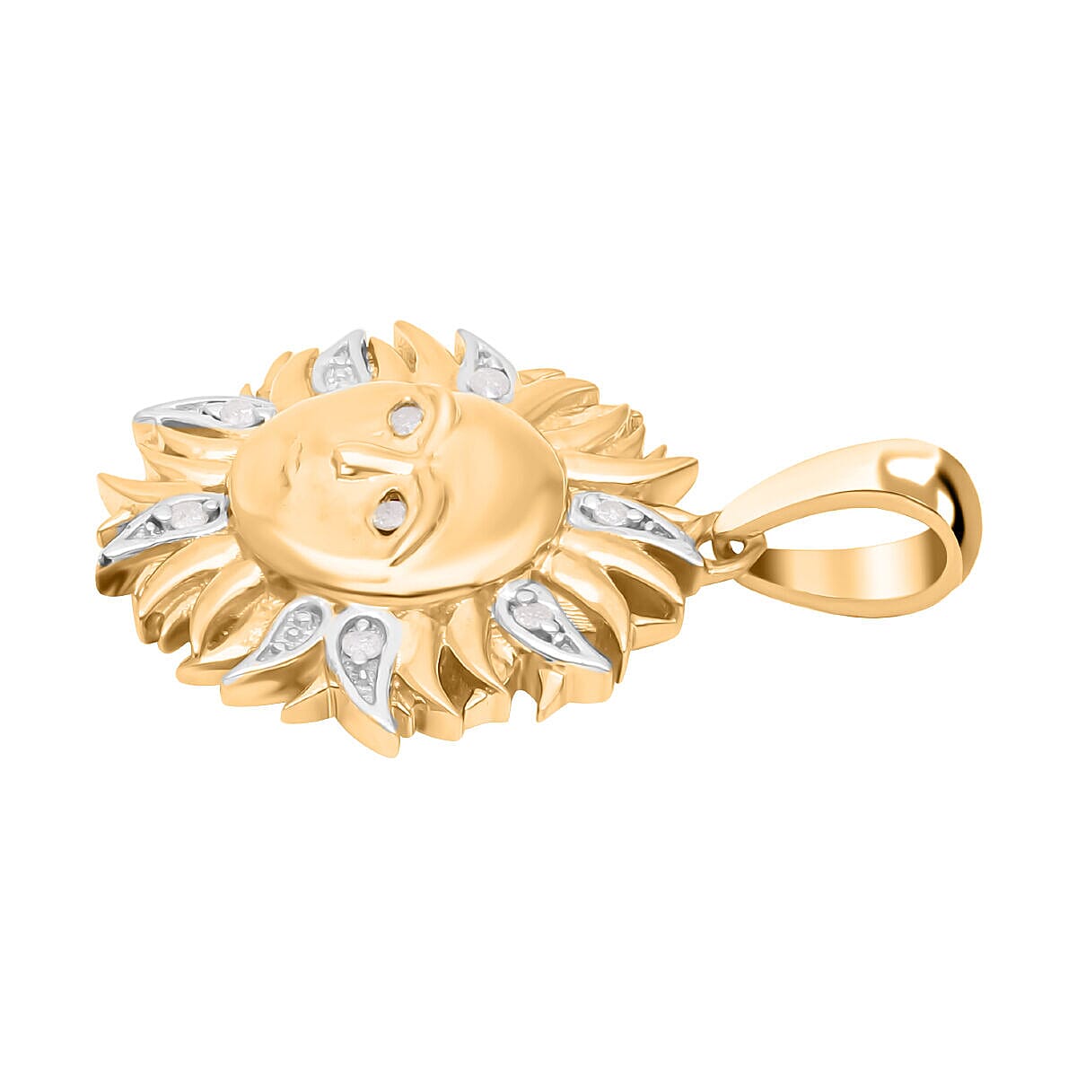 Diamond Sun Pendant in Yellow Gold Vermeil Plated Sterling Silver