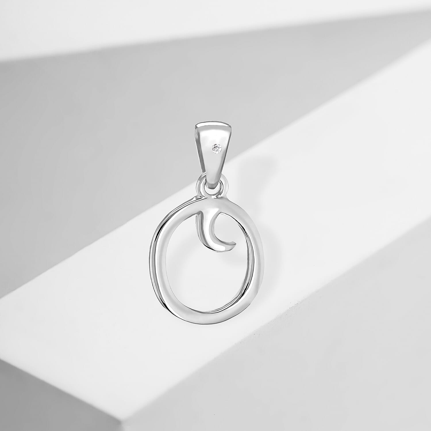 White Diamond  Pendant in Rhodium Overlay Sterling Silver 0.01 ct  0.005  Ct.