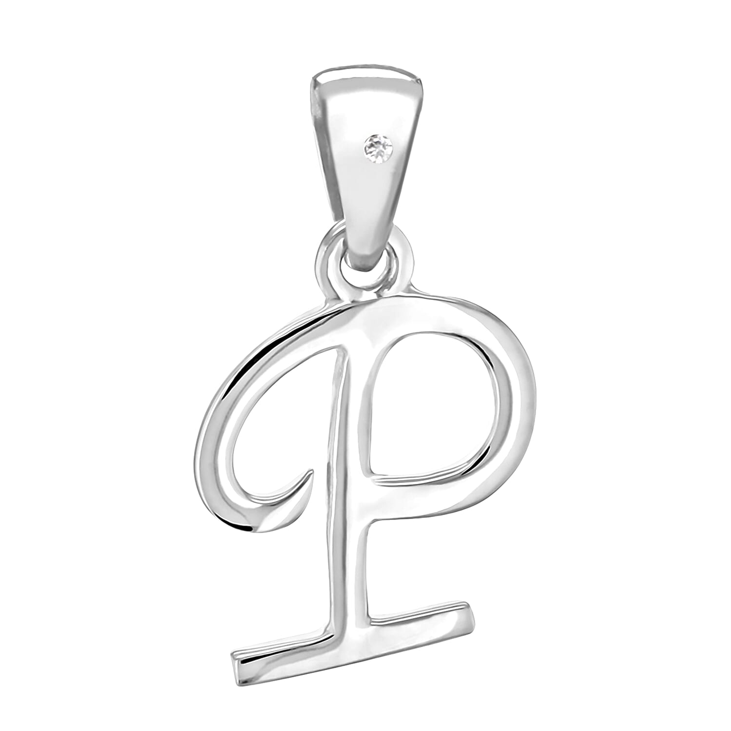 White Diamond  Pendant in Rhodium Overlay Sterling Silver 0.01 ct  0.005  Ct.