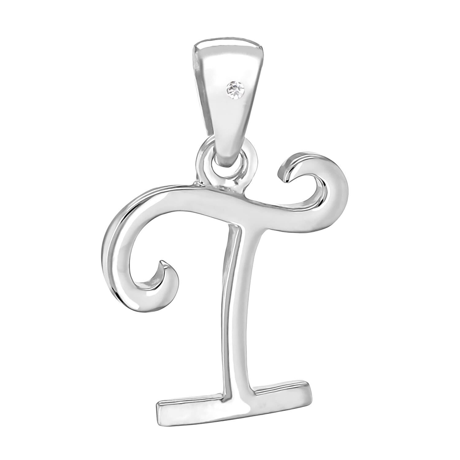 White Diamond  Pendant in Rhodium Overlay Sterling Silver 0.01 ct  0.005  Ct.