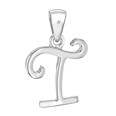 White Diamond  Pendant in Rhodium Overlay Sterling Silver 0.01 ct  0.005  Ct.