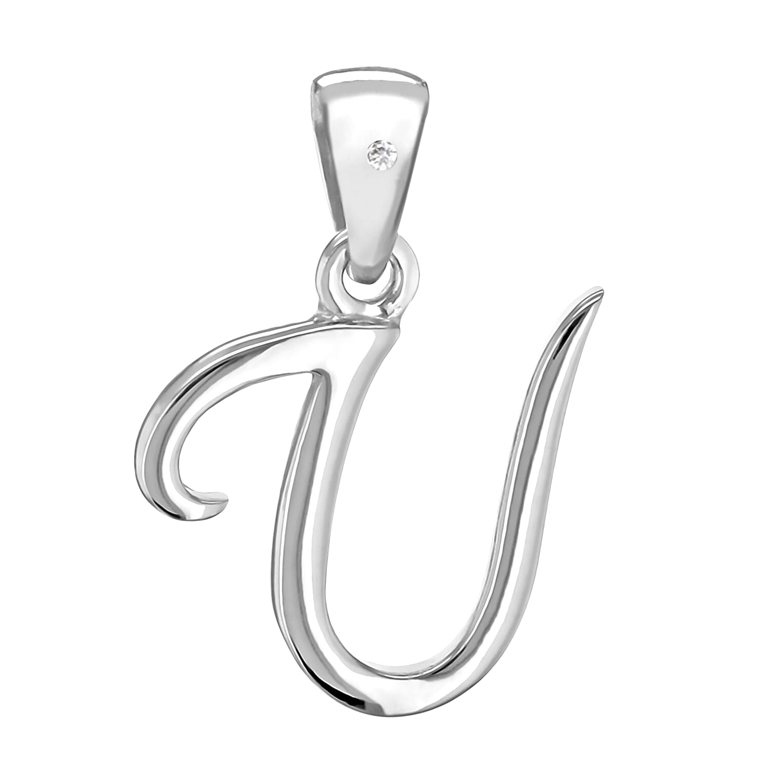 White Diamond  Pendant in Rhodium Overlay Sterling Silver 0.01 ct  0.005  Ct.