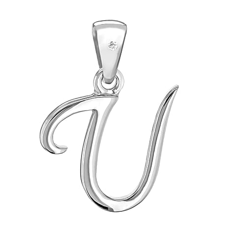 White Diamond  Pendant in Rhodium Overlay Sterling Silver 0.01 ct  0.005  Ct.