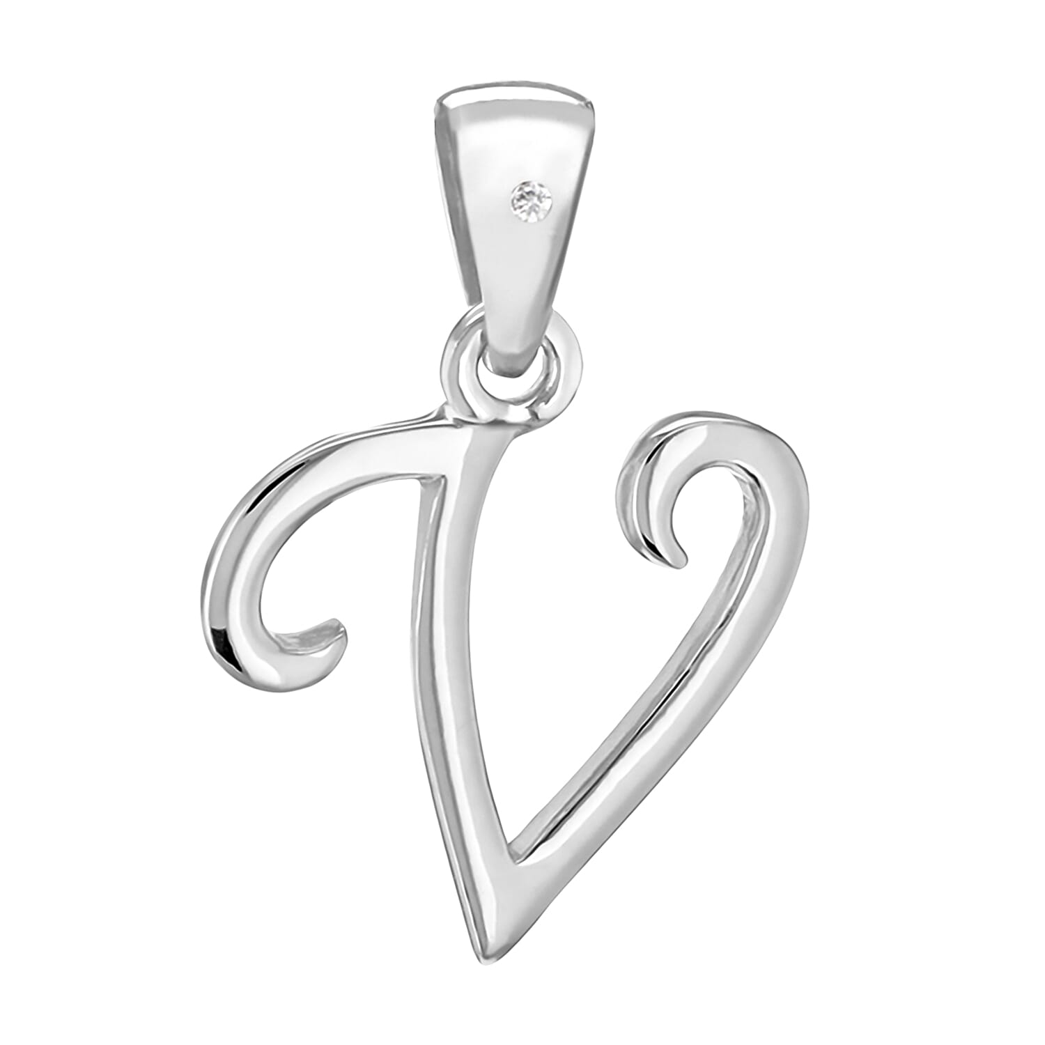 White Diamond  Pendant in Rhodium Overlay Sterling Silver 0.01 ct  0.005  Ct.