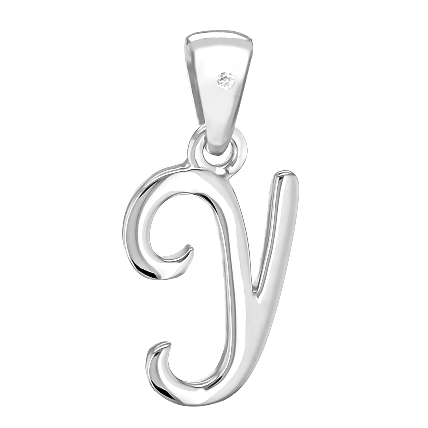 White Diamond  Pendant in Rhodium Overlay Sterling Silver 0.01 ct  0.005  Ct.