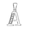 A Initial Pendant in Sterling Silver Rhodium Plated Cubic Zirconia 10.5mm x 17.7mm