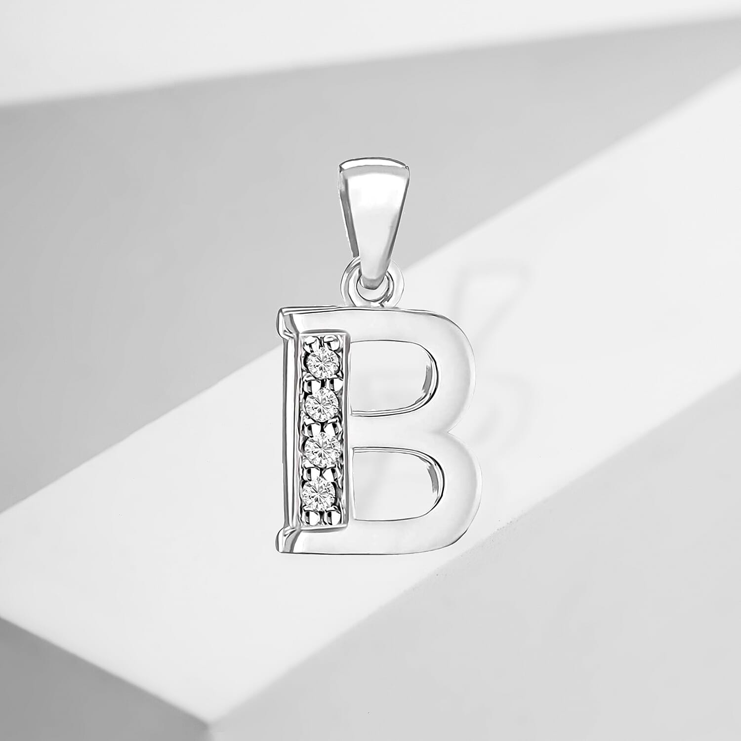 Cubic Zirconia  Pendant in Rhodium Overlay Sterling Silver 0.16 ct  0.160  Ct.