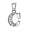 C Initial Pendant in Sterling Silver Rhodium Plated Cubic Zirconia 9.3mm x 18.4mm