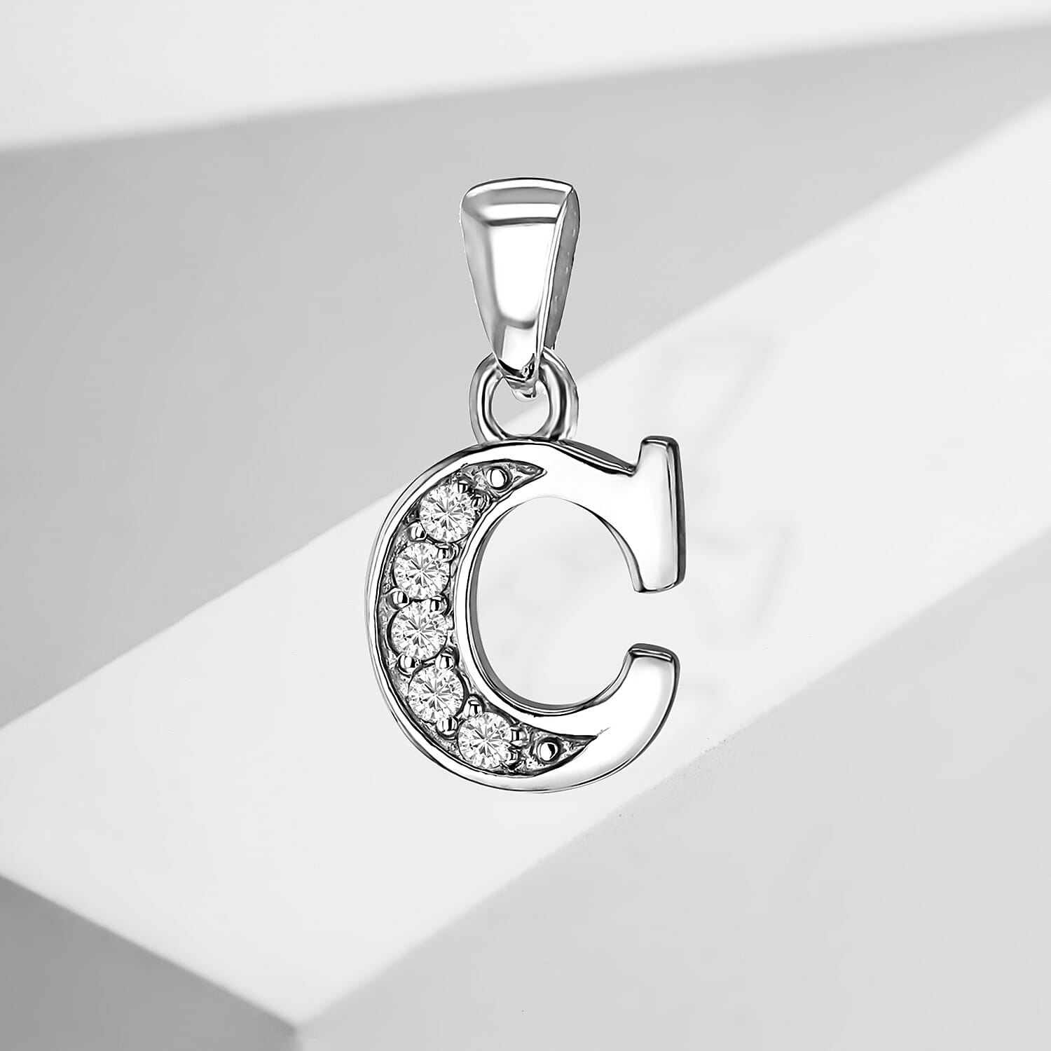 Cubic Zirconia  Pendant in Rhodium Overlay Sterling Silver 0.20 ct  0.200  Ct.