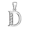 D Initial Pendant in Sterling Silver Rhodium Plated Cubic Zirconia 9.9mm x 18mm