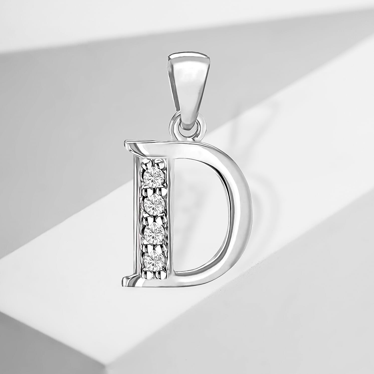 Cubic Zirconia  Pendant in Rhodium Overlay Sterling Silver 0.16 ct  0.160  Ct.