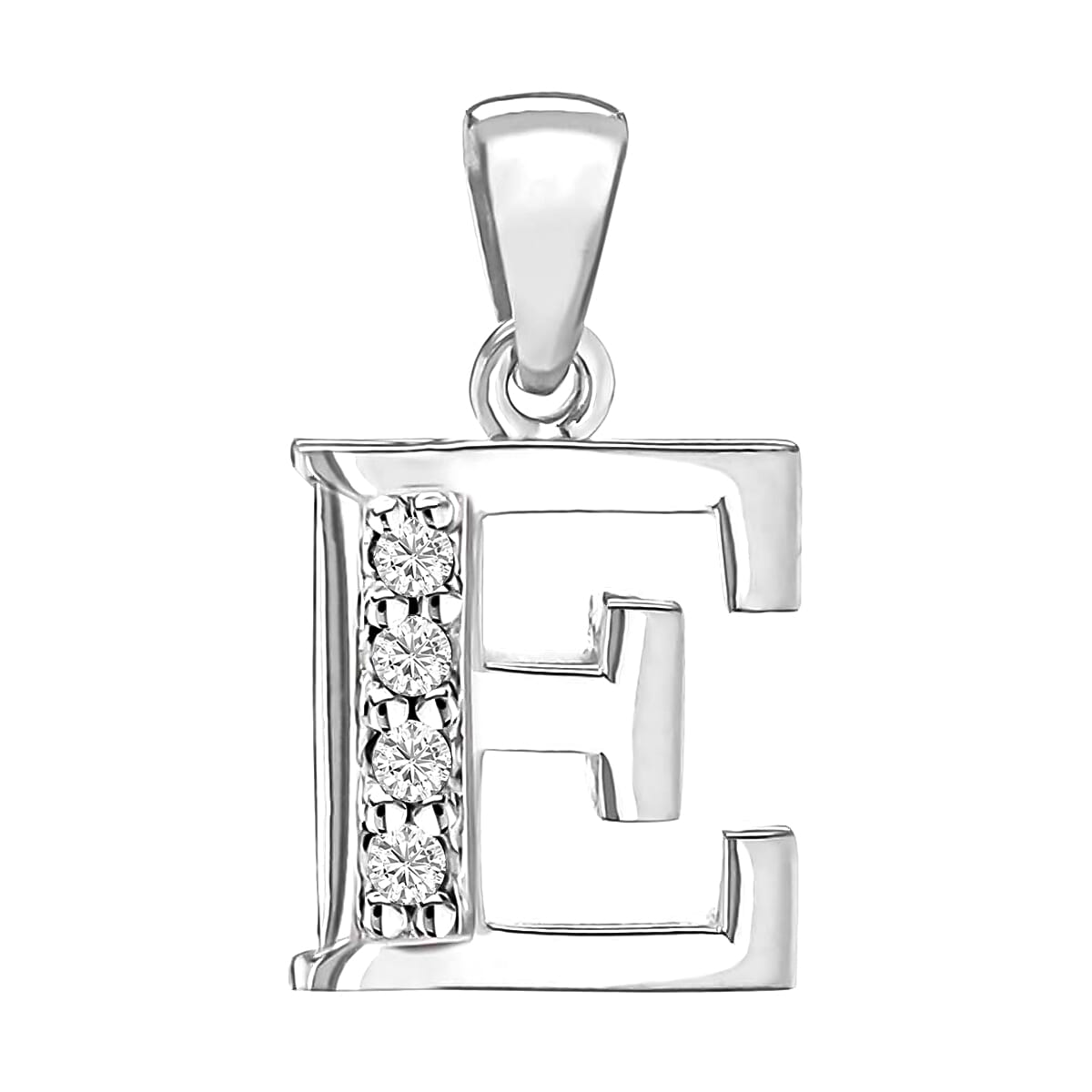Cubic Zirconia  Pendant in Rhodium Overlay Sterling Silver 0.16 ct  0.160  Ct.