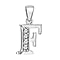 F Initial Pendant in Sterling Silver Rhodium Plated Cubic Zirconia 8.2mm x 17.8mm
