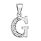 G Initial Pendant in Sterling Silver Rhodium Plated Cubic Zirconia 9.3mm x 18.9mm