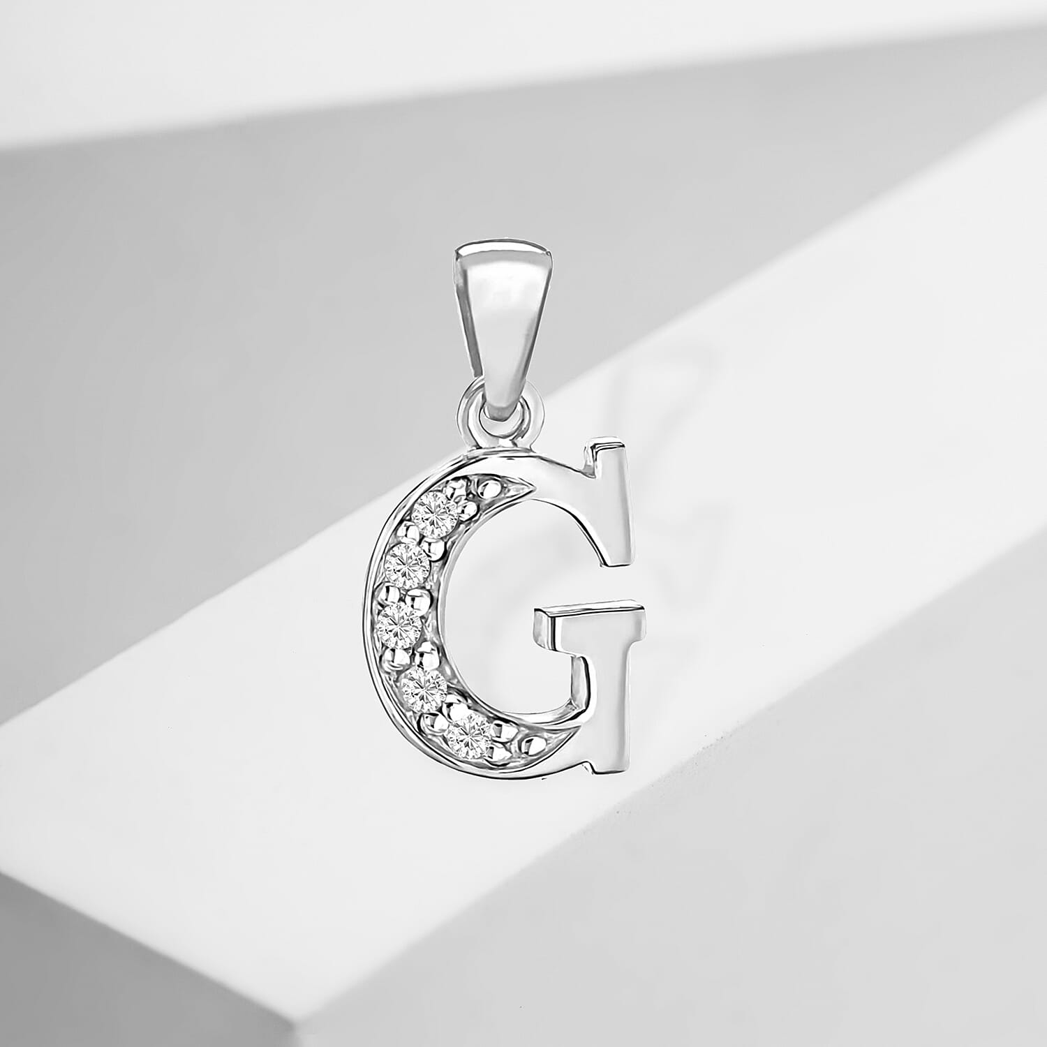 Cubic Zirconia  Pendant in Rhodium Overlay Sterling Silver 0.16 ct  0.160  Ct.