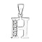 H Initial Pendant in Sterling Silver Rhodium Plated Cubic Zirconia 9.7mm x 17.6mm