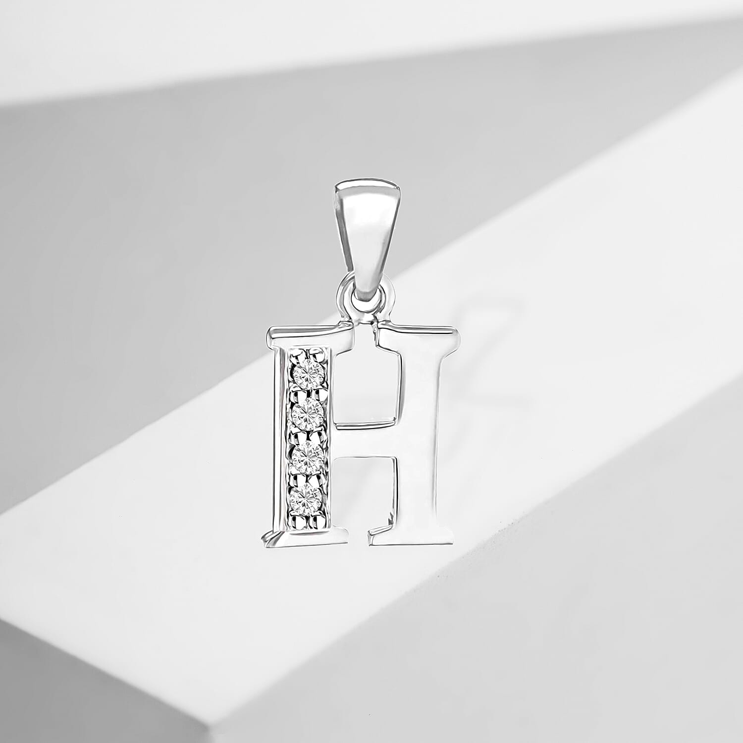 Cubic Zirconia  Pendant in Rhodium Overlay Sterling Silver 0.16 ct  0.160  Ct.