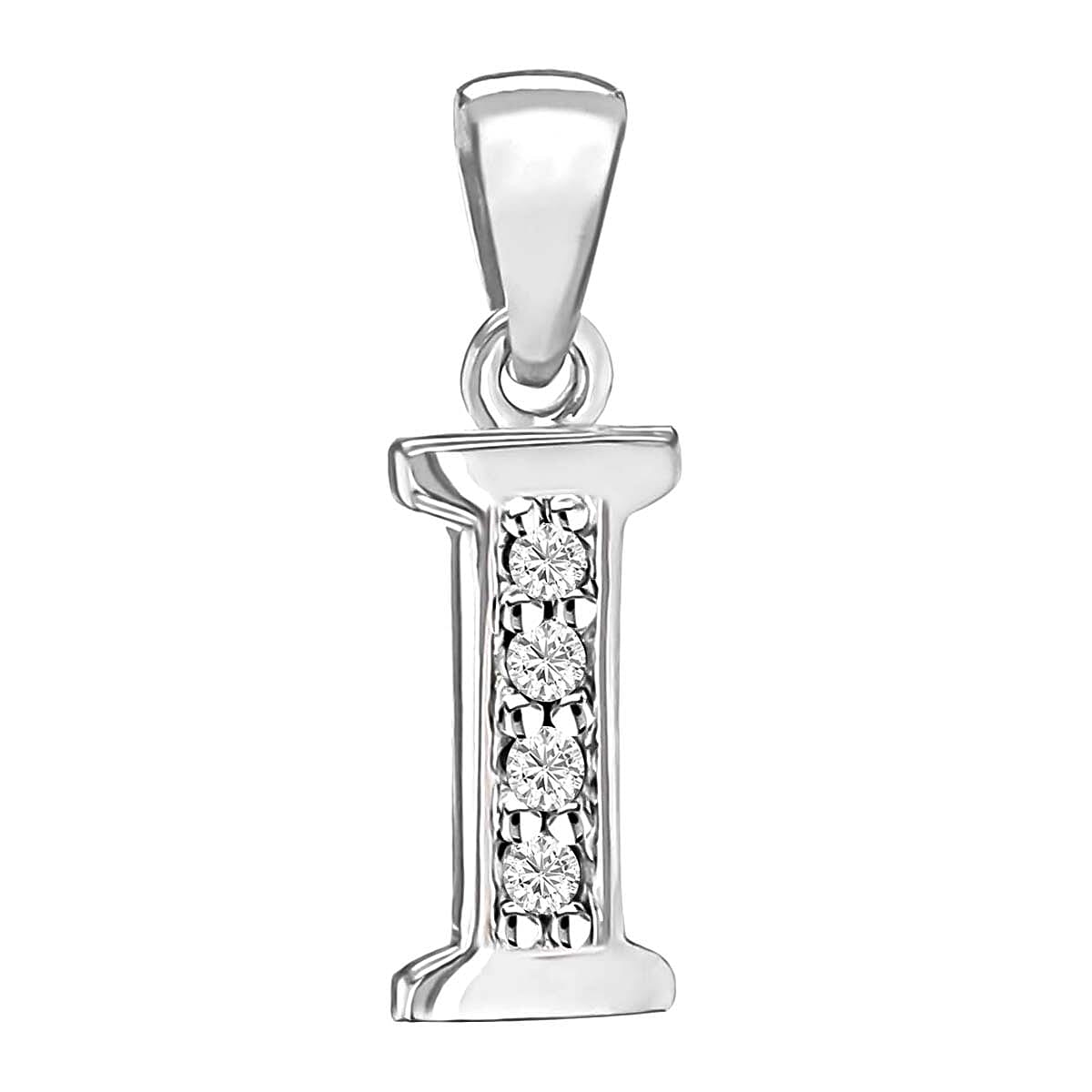 Cubic Zirconia  Pendant in Rhodium Overlay Sterling Silver 0.16 ct  0.160  Ct.