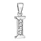 I Initial Pendant in Sterling Silver Rhodium Plated Cubic Zirconia 5.6mm x 18.2mm