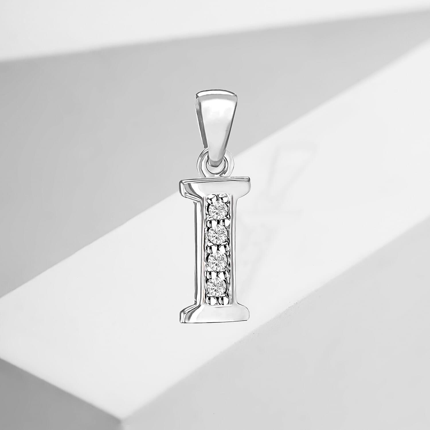 Cubic Zirconia  Pendant in Rhodium Overlay Sterling Silver 0.16 ct  0.160  Ct.