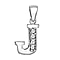 J Initial Pendant in Sterling Silver Rhodium Plated Cubic Zirconia 7.7mm x 18.1mm