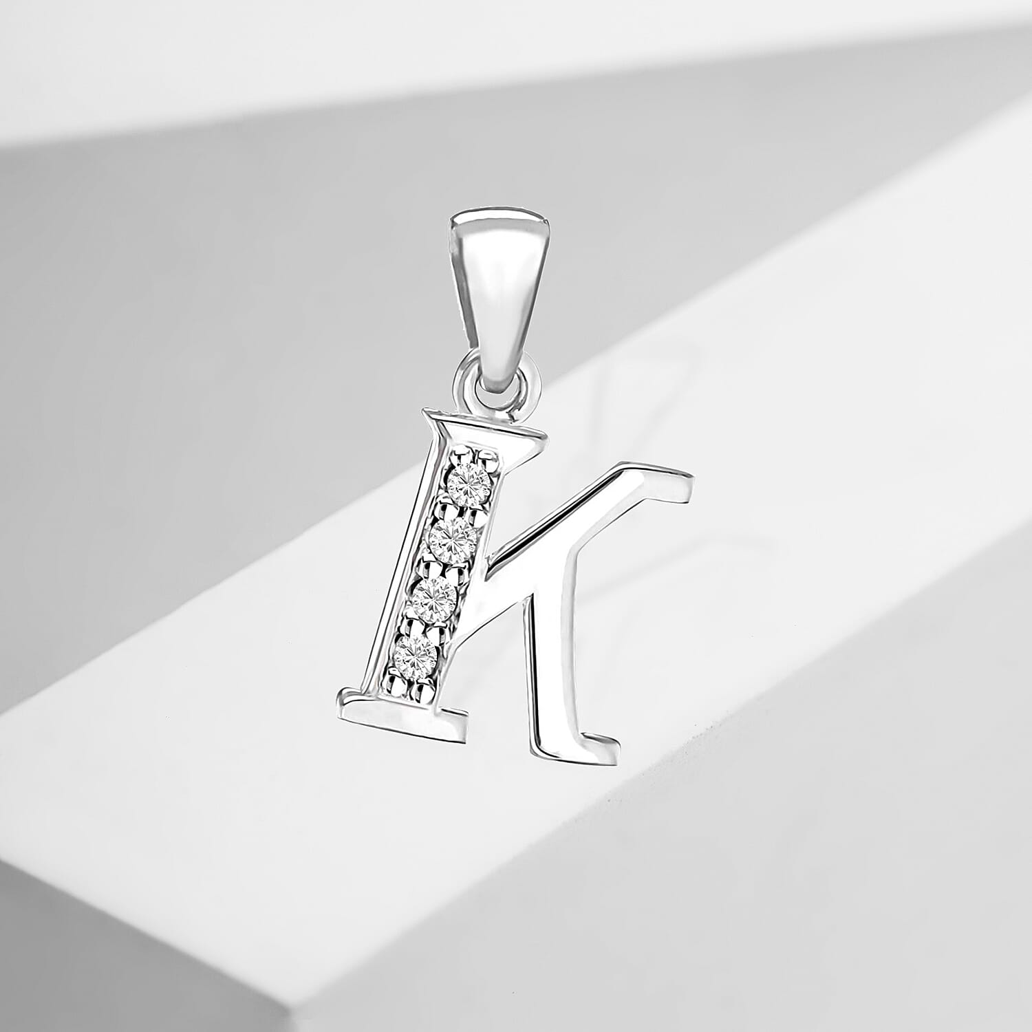 Cubic Zirconia  Pendant in Rhodium Overlay Sterling Silver 0.16 ct  0.160  Ct.