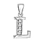 L Initial Pendant in Sterling Silver Rhodium Plated Cubic Zirconia 8.9mm x 17.7mm