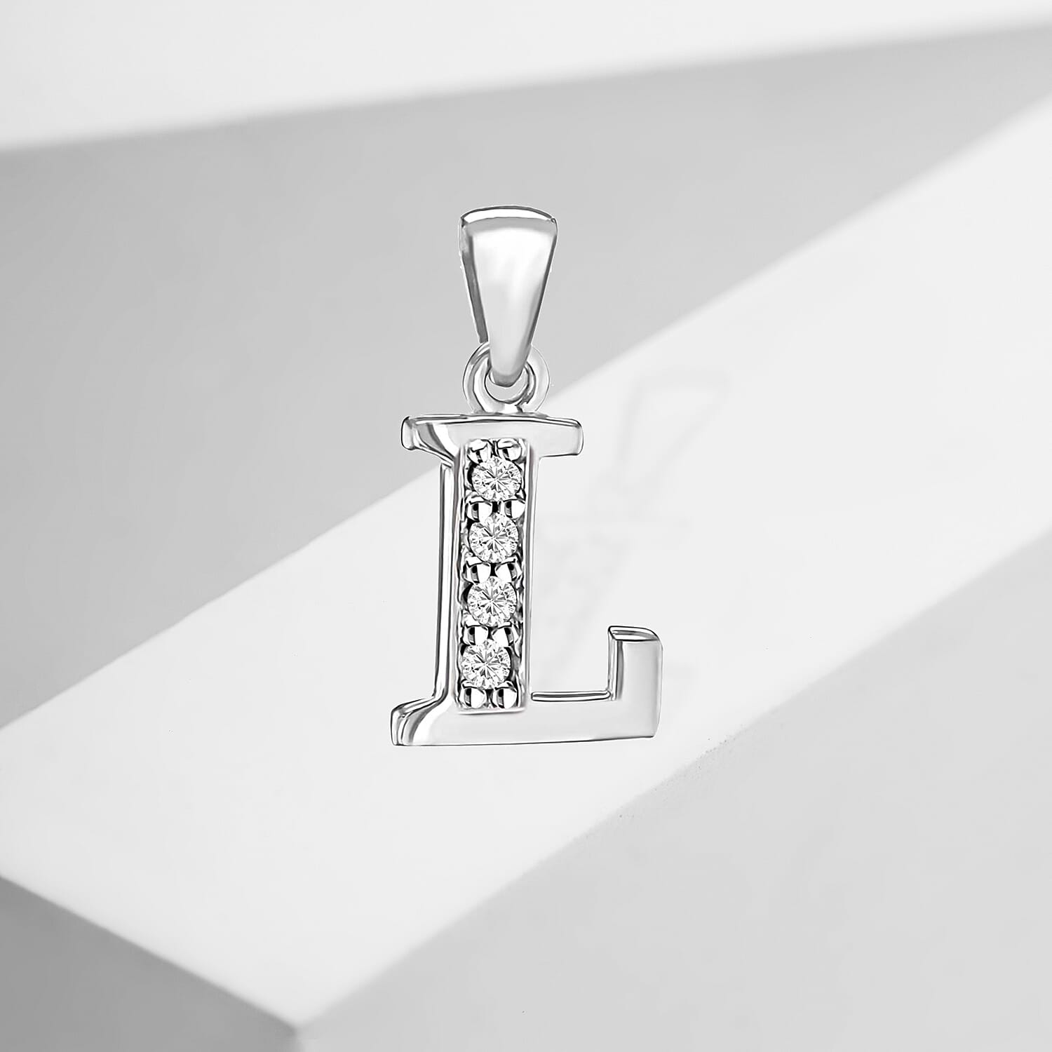 Cubic Zirconia  Pendant in Rhodium Overlay Sterling Silver 0.16 ct  0.160  Ct.