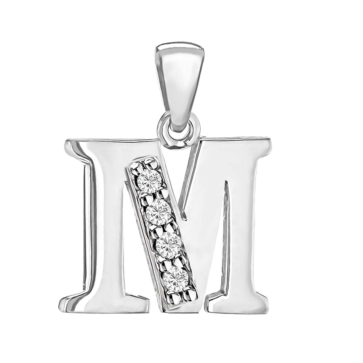 Cubic Zirconia  Pendant in Rhodium Overlay Sterling Silver 0.16 ct  0.160  Ct.