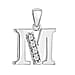 M Initial Pendant in Sterling Silver Rhodium Plated Cubic Zirconia 10.3mm x 18mm