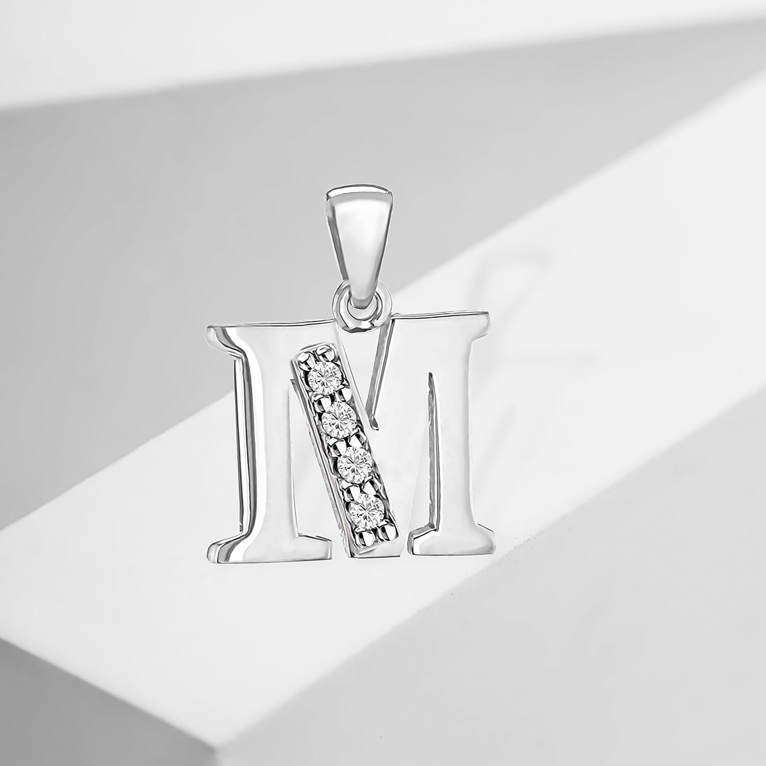 Cubic Zirconia  Pendant in Rhodium Overlay Sterling Silver 0.16 ct  0.160  Ct.