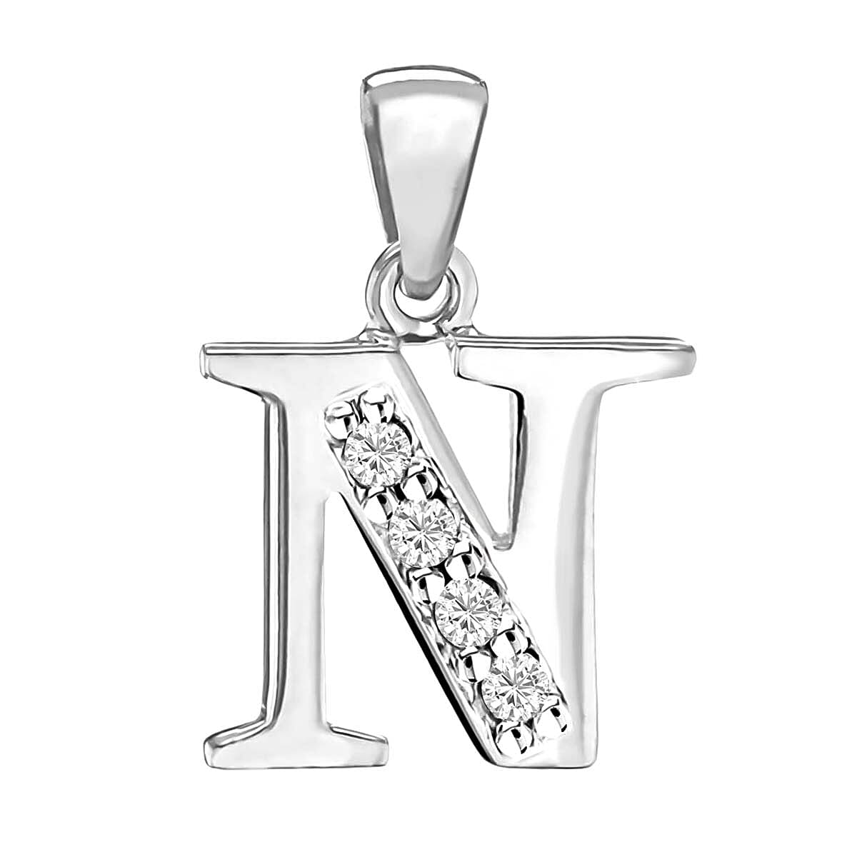 Cubic Zirconia  Pendant in Rhodium Overlay Sterling Silver 0.16 ct  0.160  Ct.