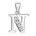 N Initial Pendant in Sterling Silver Rhodium Plated Cubic Zirconia 10.5mm x 19mm