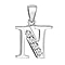 N Initial Pendant in Sterling Silver Rhodium Plated Cubic Zirconia 10.5mm x 19mm