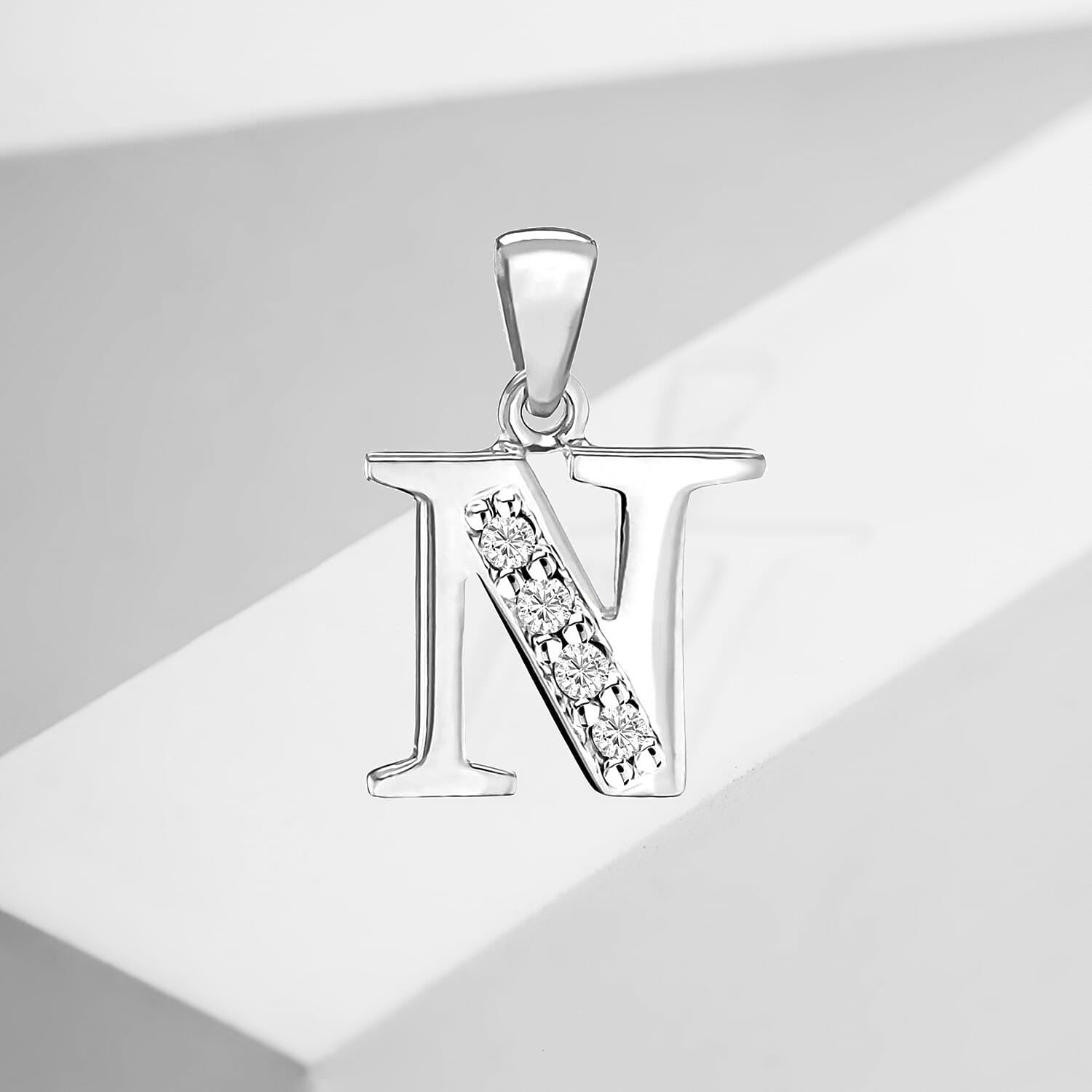 Cubic Zirconia  Pendant in Rhodium Overlay Sterling Silver 0.16 ct  0.160  Ct.