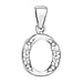 O Initial Pendant in Sterling Silver Rhodium Plated Cubic Zirconia 10.4mm x 18.4mm
