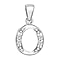 O Initial Pendant in Sterling Silver Rhodium Plated Cubic Zirconia 10.4mm x 18.4mm