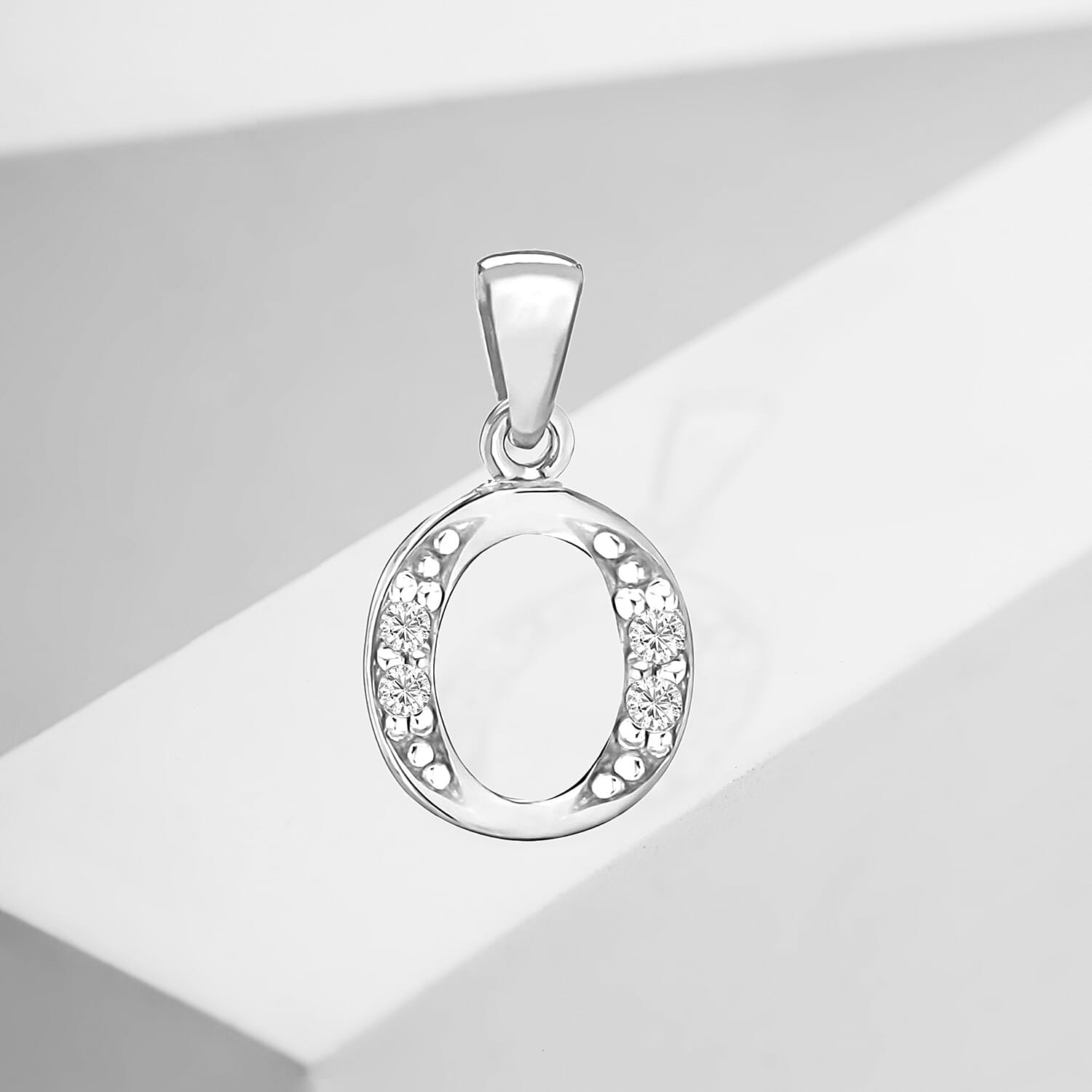 Cubic Zirconia  Pendant in Rhodium Overlay Sterling Silver 0.16 ct  0.160  Ct.