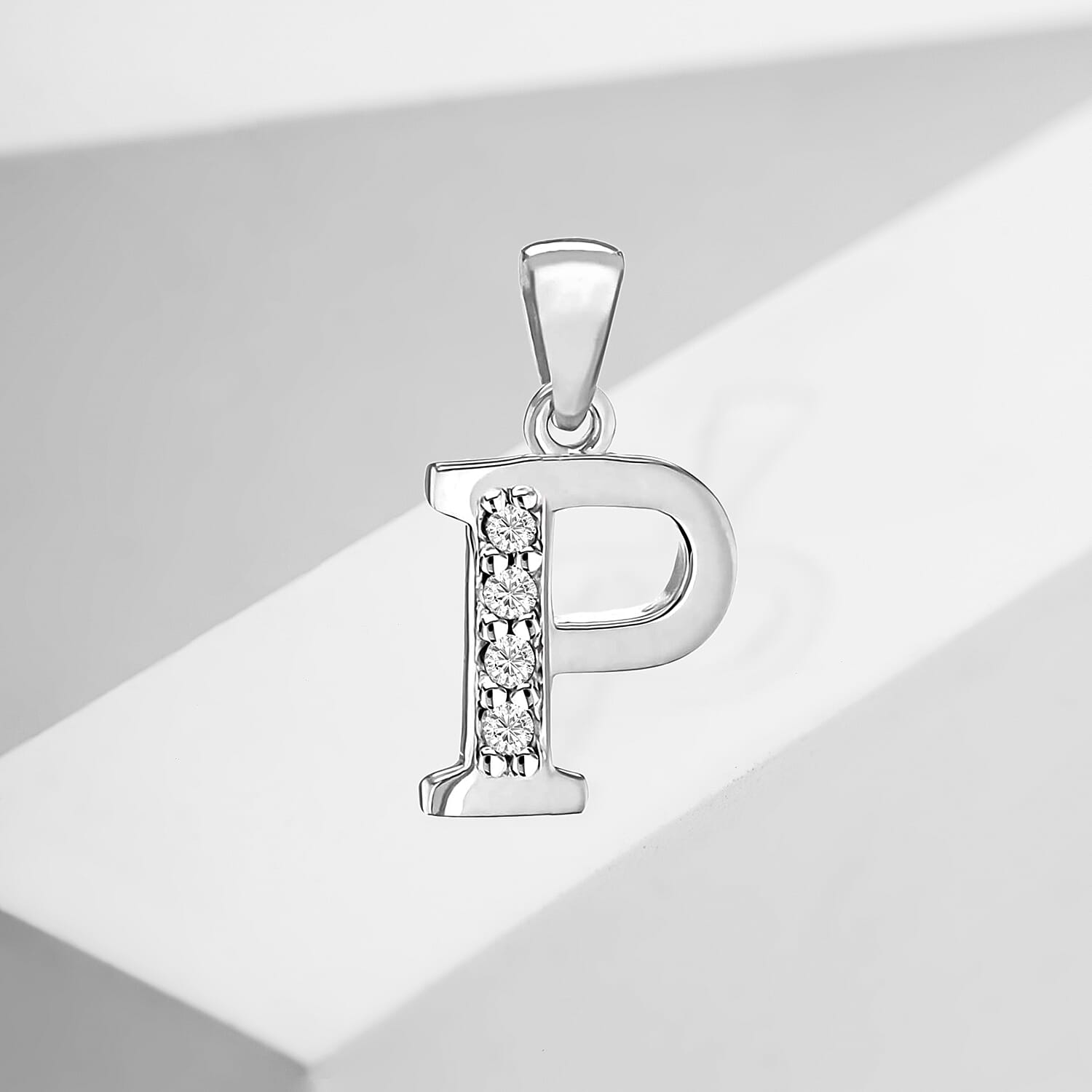 Cubic Zirconia  Pendant in Rhodium Overlay Sterling Silver 0.16 ct  0.160  Ct.