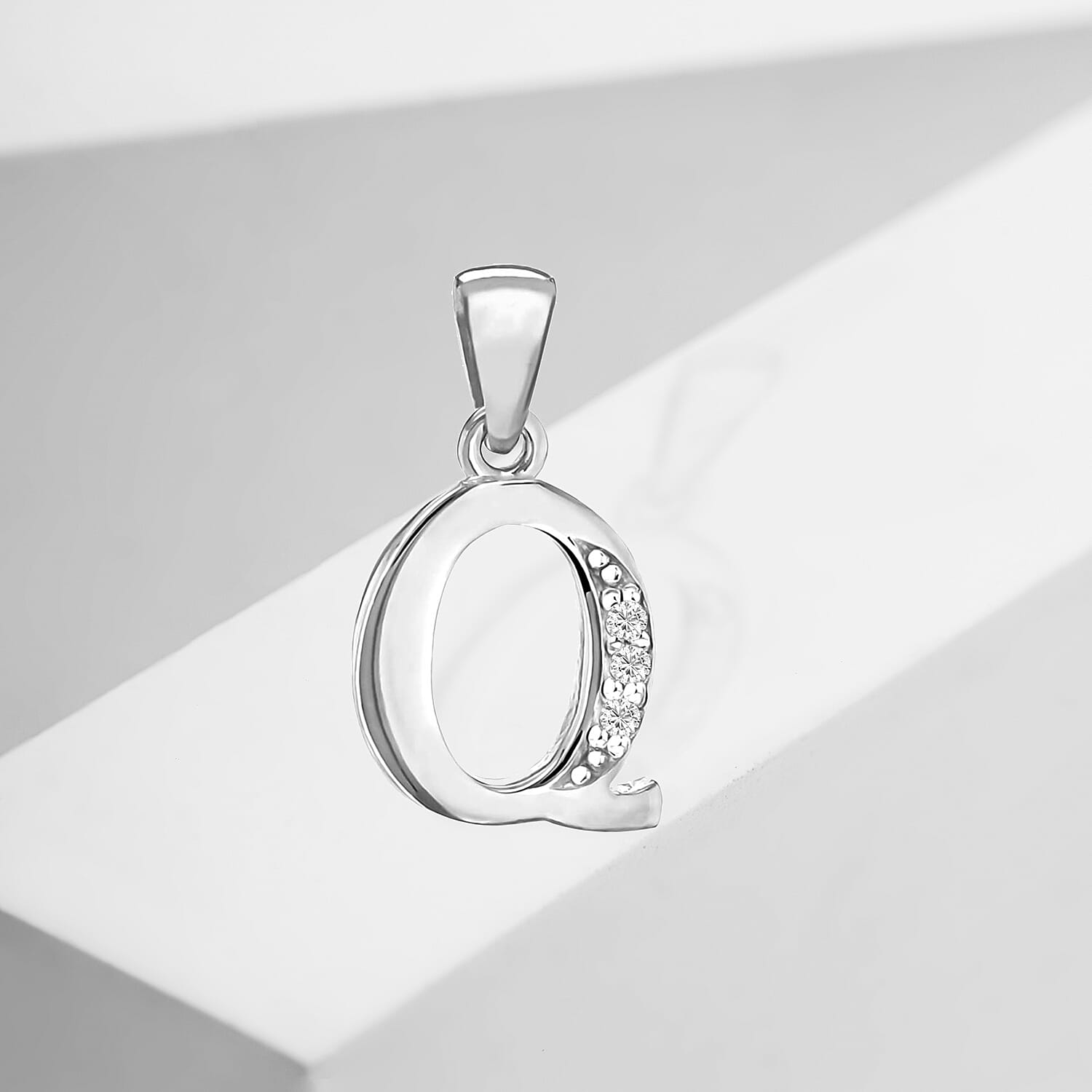 Cubic Zirconia  Pendant in Rhodium Overlay Sterling Silver 0.16 ct  0.160  Ct.